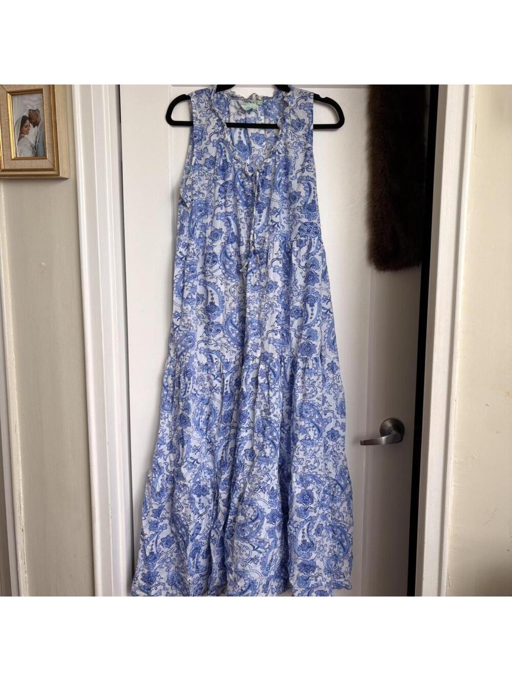 BLUE AND WHITE FLORAL MAXI DRESS